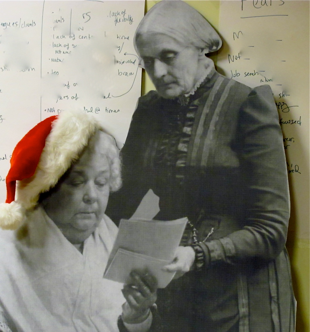 Elizabeth Cady Stanton and Susan B. Anthony poster at LYJ Career Workshop in December